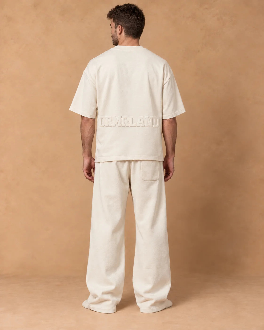Cream DREAM set: man, tee set, full body back